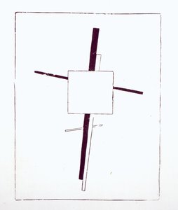 Suprematistisches Kreuz, 1920 (Holzstich vom Originalholzblock)